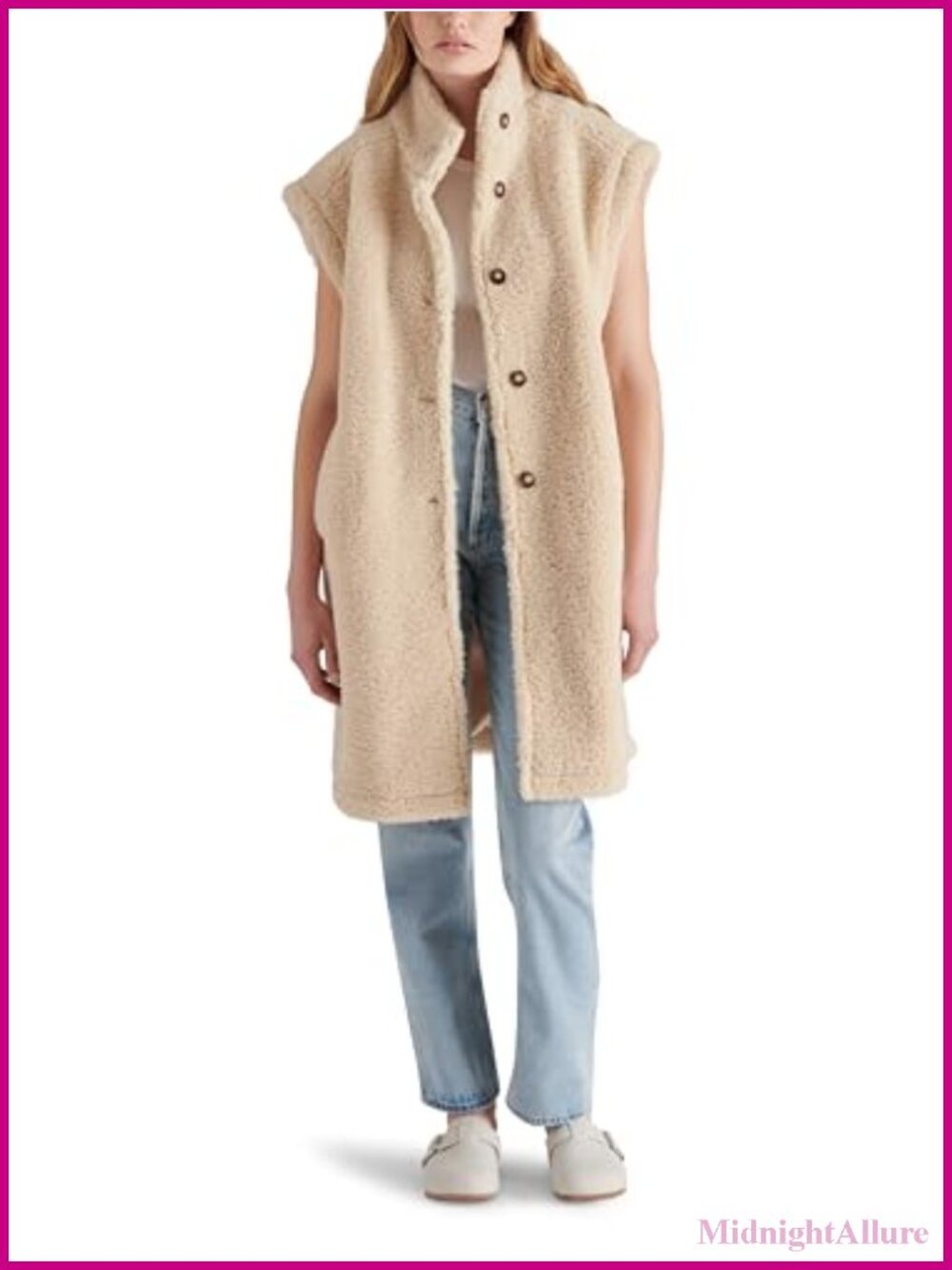 Oversized Sherpa Vest Sleeveless Notch Collar Fall Outerwear